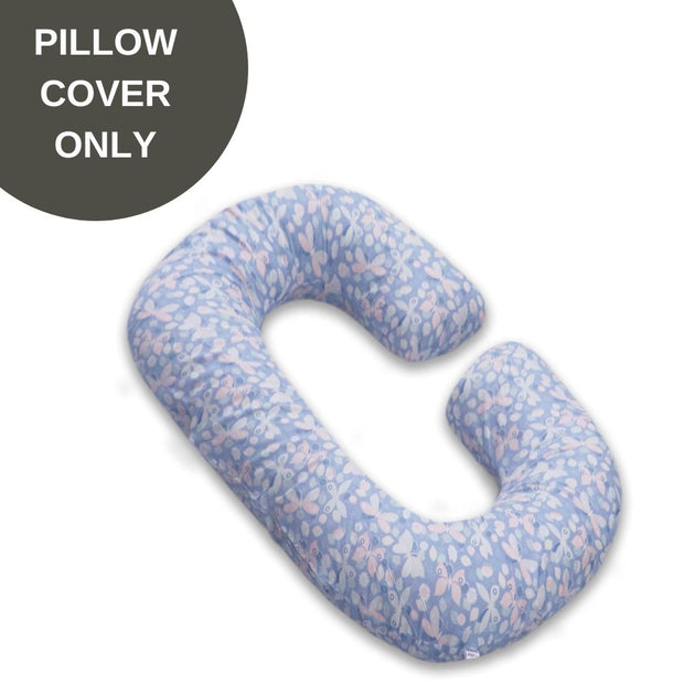 Cover Only - C Shaped Pregnancy Pillow Cover - Butterfly Grey