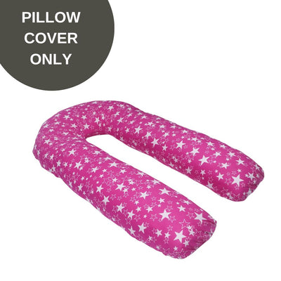 Cover Only - U Shaped Pregnancy Pillow Cover - Pink Star