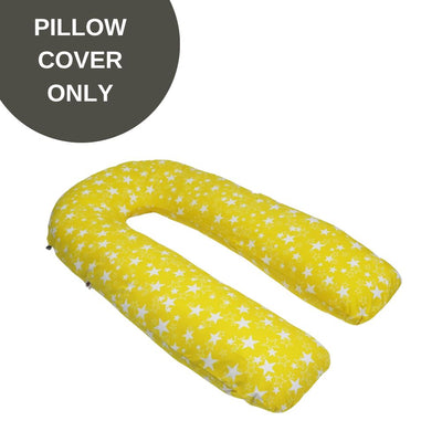 Cover Only - U Shaped Pregnancy Pillow Cover - Yellow Star