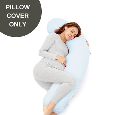 Cover Only - J Shaped Pregnancy Pillow Cover - Light Blue