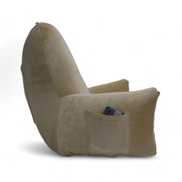 Backrest Pillow | Back Support Cushion | High Armrest - Velvet Beige