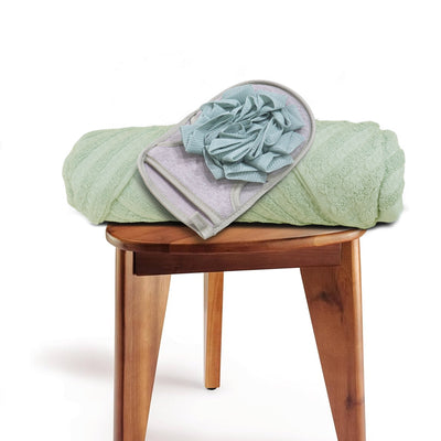 Duo Green- Dermbrandt Premium Bath Towels with Loofah