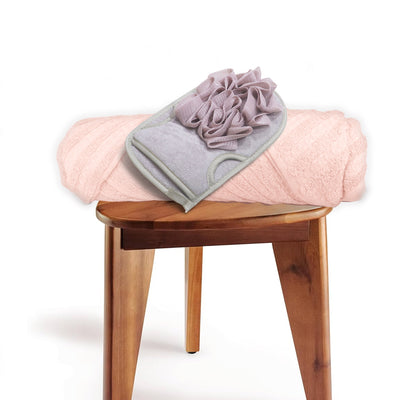 Duo Peach- Dermbrandt Premium Bath Towels with Loofah