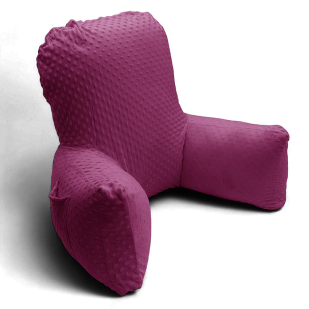 Backrest Pillow | Back Support Cushion | High Armrest -  Fuschia Embossed