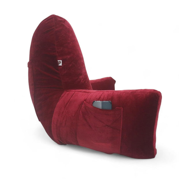 Backrest Pillow | Back Support Cushion | High Armrest - Velvet Red