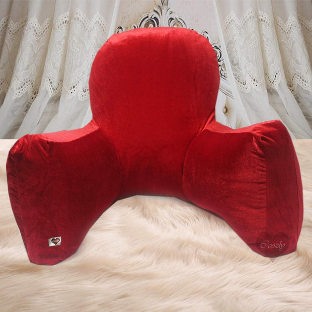 Backrest Pillow | Back Support Cushion | High Armrest - Velvet Red