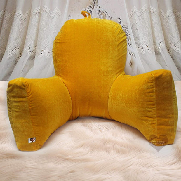 Backrest Pillow | Back Support Cushion | High Armrest - Velvet Yellow