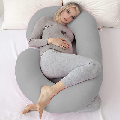 The CeeCee Pillow by PharMeDoc Pregnancy Pillows C-Shape Full Body Pillow  and Maternity Support (Grey Jersey Cover)- Support for Back, Hips, Legs,  Belly a Must Have for Pregnant Women C Grey