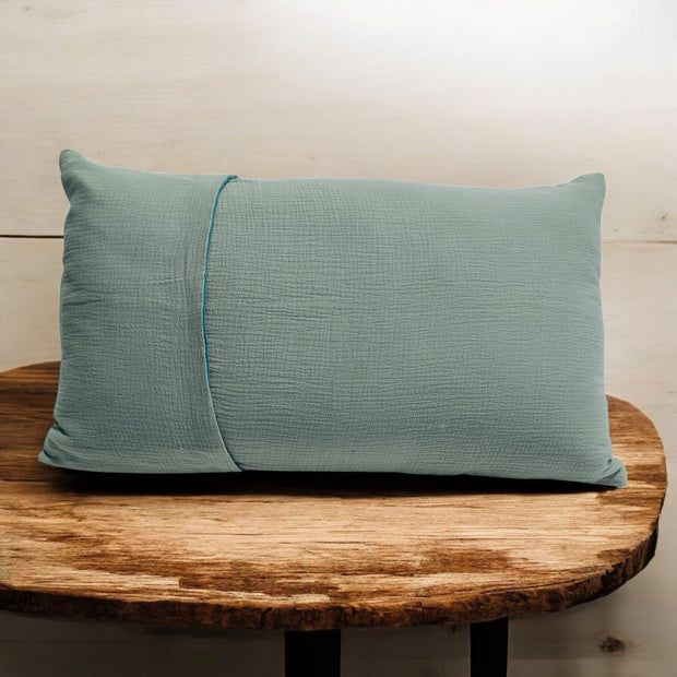 Reversible 4 Layer Muslin Pillow Covers with/without pillow Olive Green N Dark Cyan