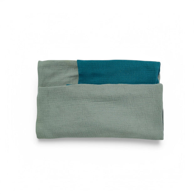 Reversible 4 Layer Muslin Pillow Covers with/without pillow Olive Green N Dark Cyan