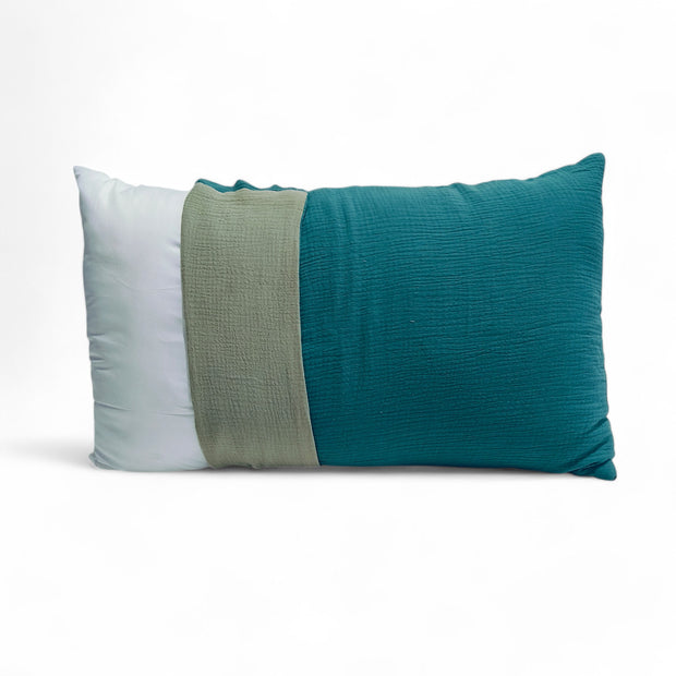 Reversible 4 Layer Muslin Pillow Covers with/without pillow Olive Green N Dark Cyan