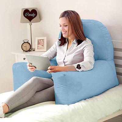 Reading Pillow-Extra Large 31 Bed Rest Pillow with Detachable Neck Roll &  Arms for Sitting in Bed or Couch-Backrest Reading Pillow Adult Back Pillows